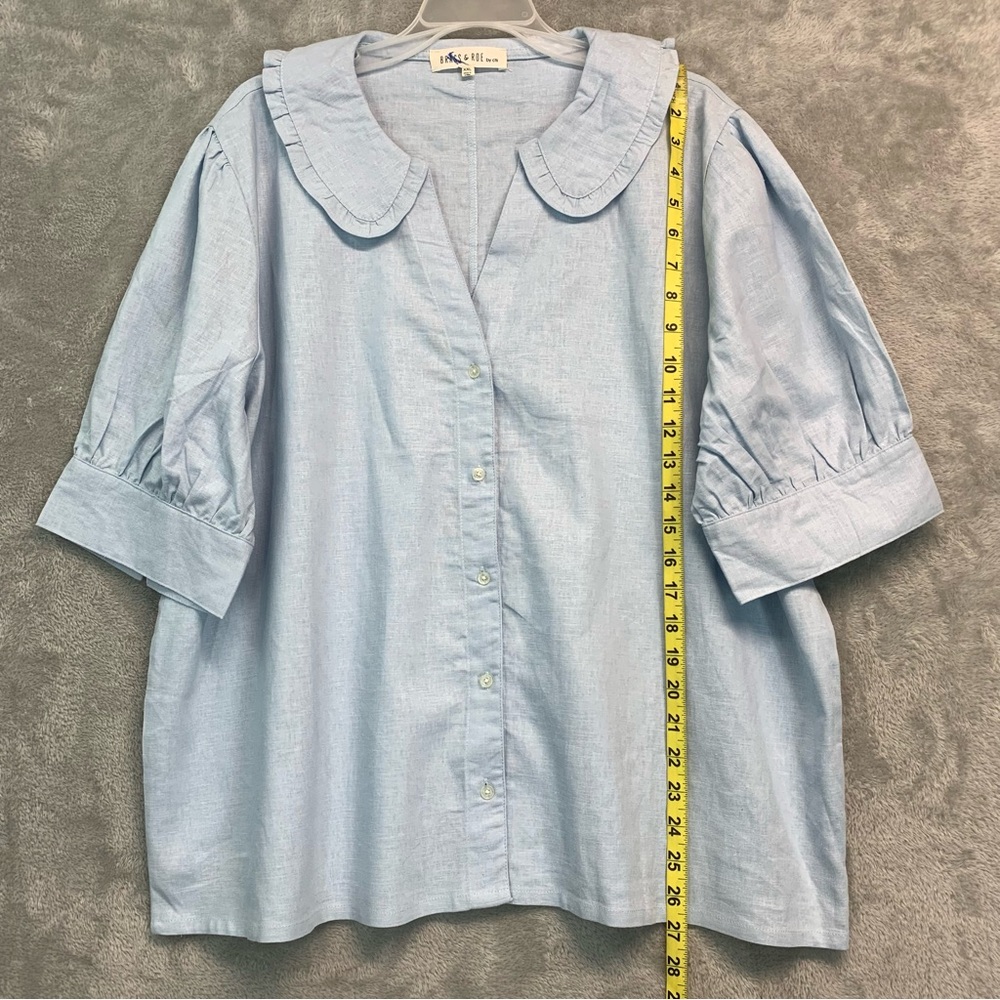 Brass and Roe Baby Blue Cotton Plus Blouse Size XXL NWOT - Picture 2 of 6